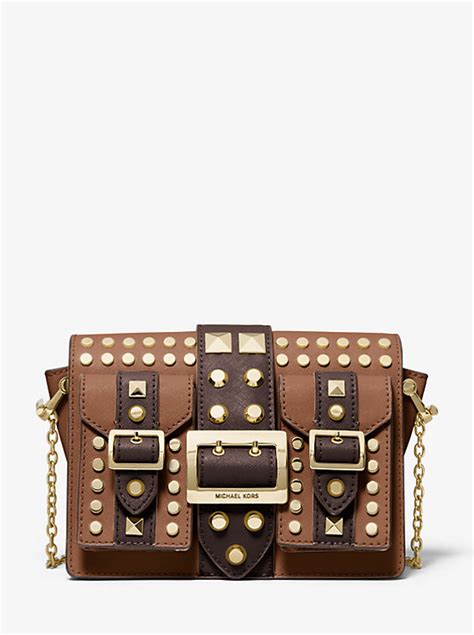 michael kors medium saffiano messenger|Hayden Medium Studded Saffiano Leather Messenger Bag.